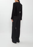 Cotton Velvet Crewneck Top — Black