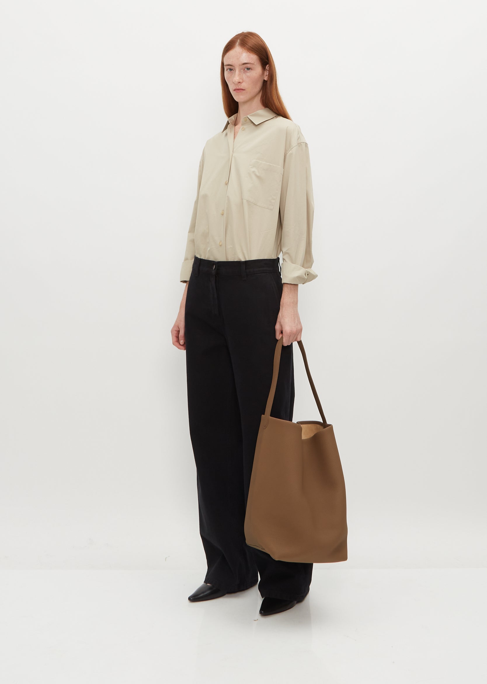 Leather Shopper in Taupe Large Handbag Leather Shoulder Bag 