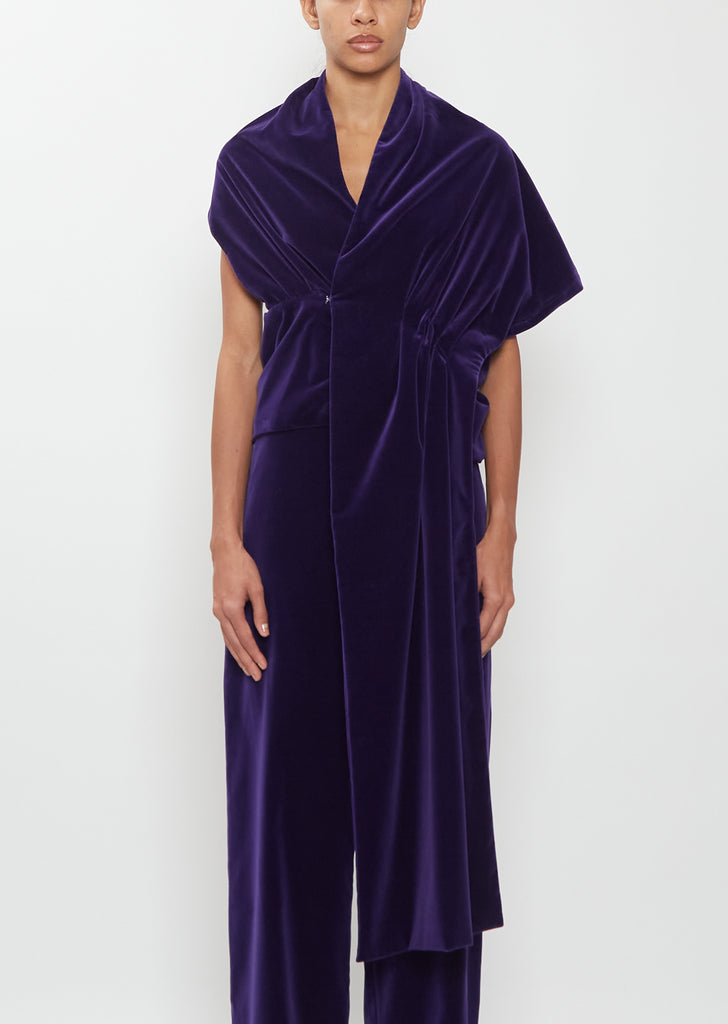Cotton Velvet Draped Velvet Wrap Top