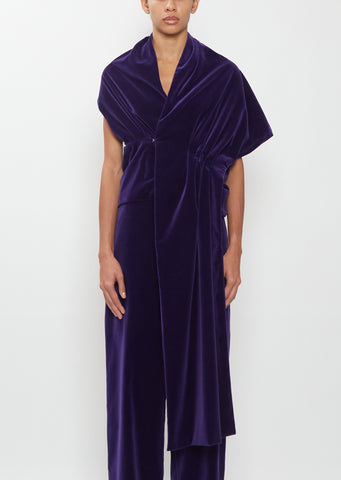 Cotton Velvet Draped Velvet Wrap Top