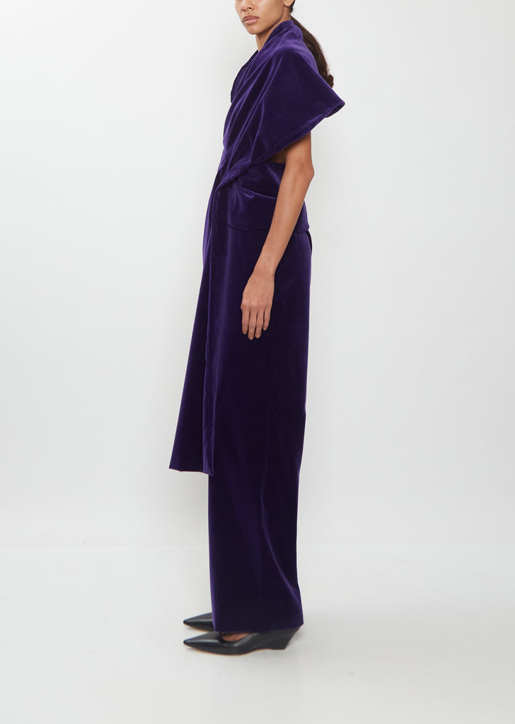 Cotton Velvet Draped Velvet Wrap Top