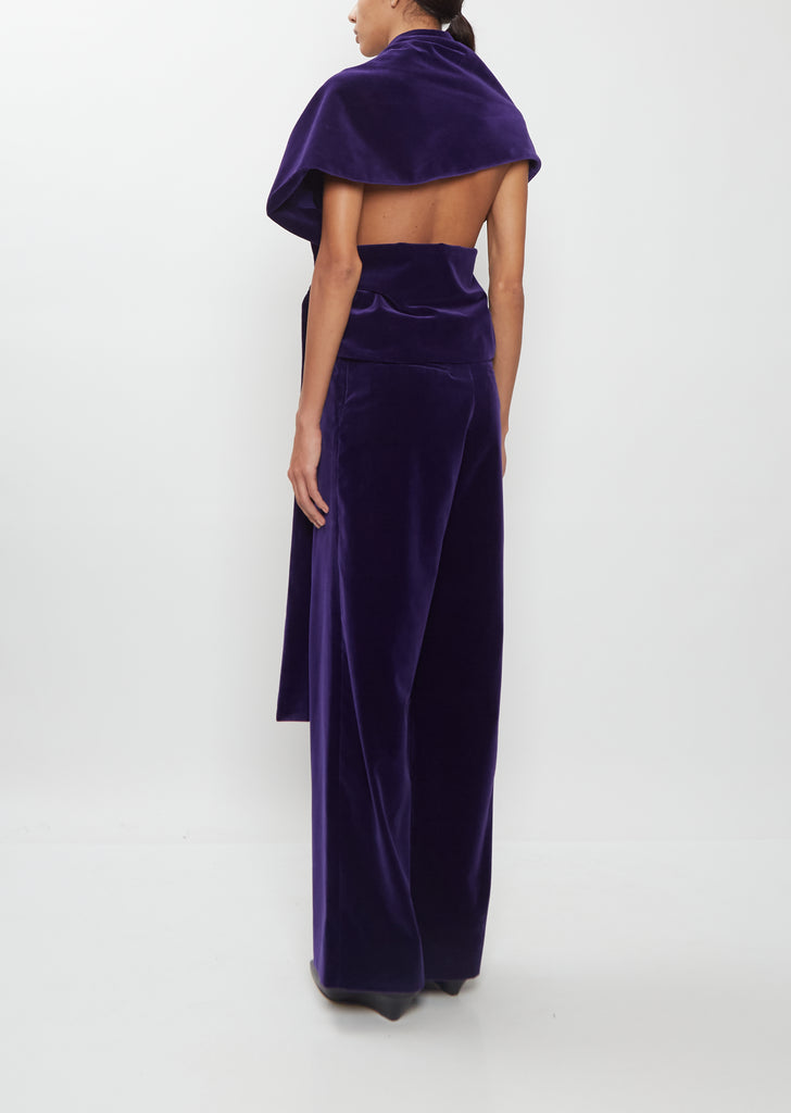 Cotton Velvet Draped Velvet Wrap Top