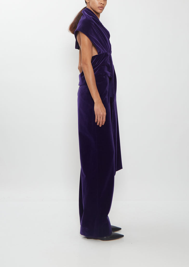 Cotton Velvet Draped Velvet Wrap Top