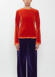 Cotton Velvet Crewneck Top — Deep Persimmon