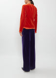 Cotton Velvet Crewneck Top — Deep Persimmon