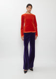 Cotton Velvet Crewneck Top — Deep Persimmon