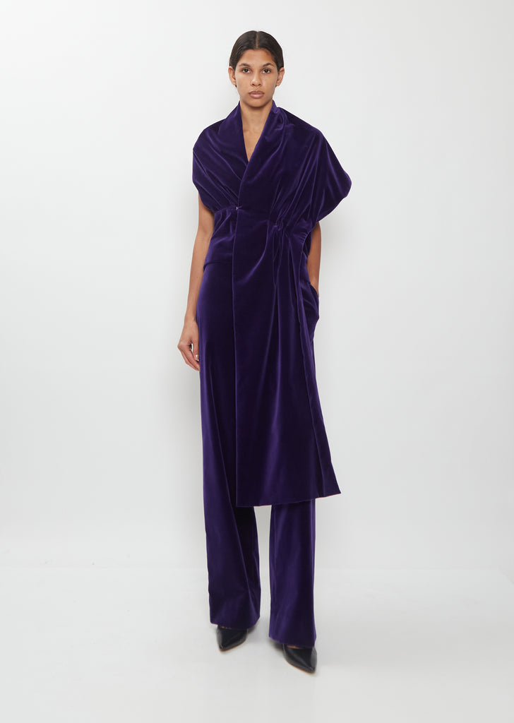 Cotton Velvet Draped Velvet Wrap Top