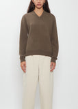 Mini V-Neck Cashmere Sweater — Cacao