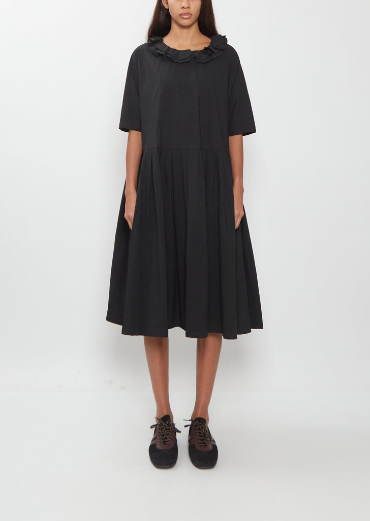 Japanese Cotton Linen Ruffle Collar Dress