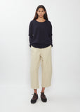 Wool Cotton Curved Cropped Pants — Natural