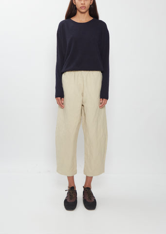 Wool Cotton Curved Cropped Pants — Natural