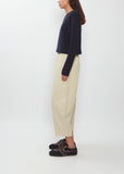 Wool Cotton Curved Cropped Pants — Natural