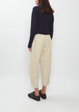 Wool Cotton Curved Cropped Pants — Natural