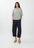 Wool Cotton Curved Cropped Pants — Blue
