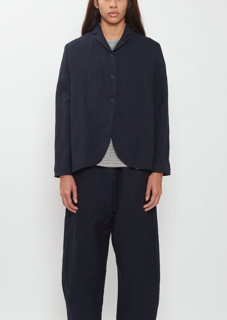 Wool Cotton Curved Hem Jacket