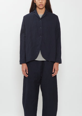 Wool Cotton Curved Hem Jacket