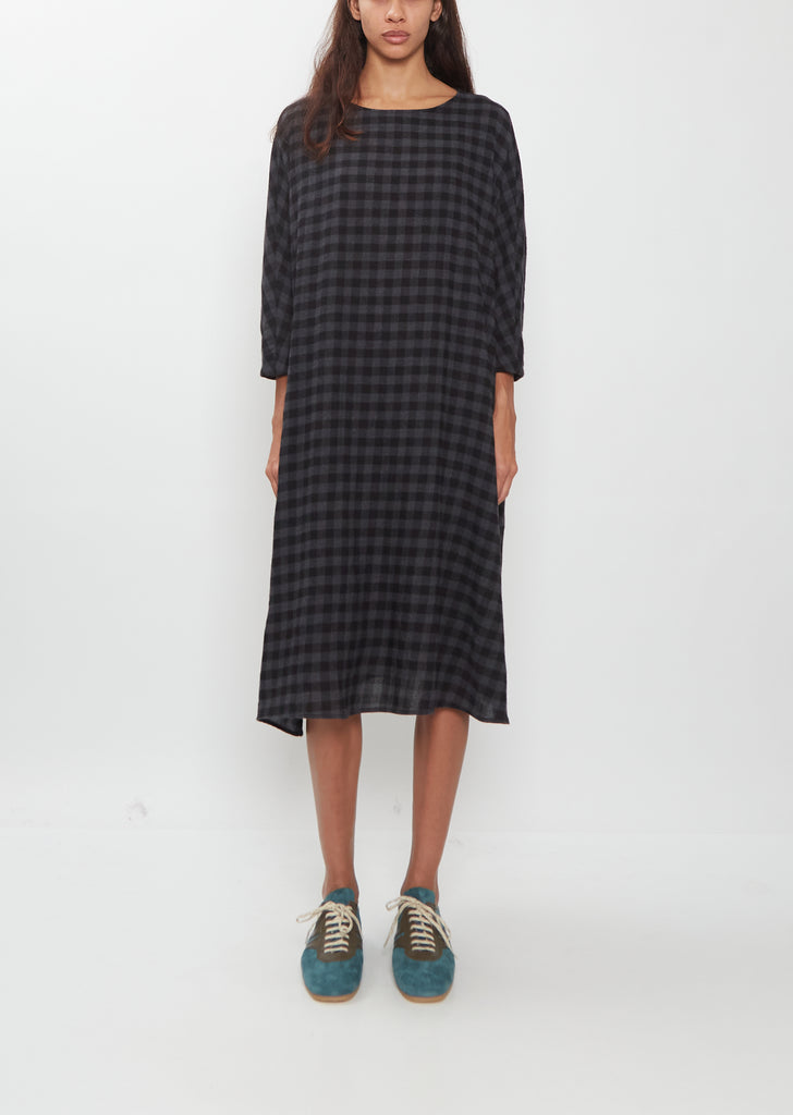 Vichy Wool Kimono Sleeve Dress