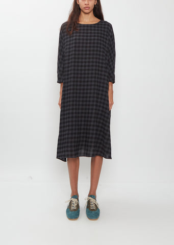 Vichy Wool Kimono Sleeve Dress