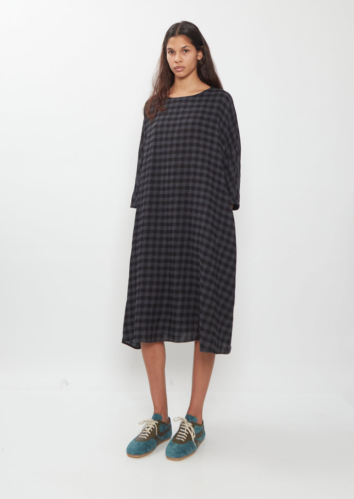 Vichy Wool Kimono Sleeve Dress