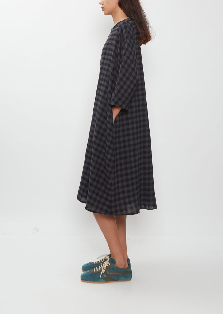 Vichy Wool Kimono Sleeve Dress