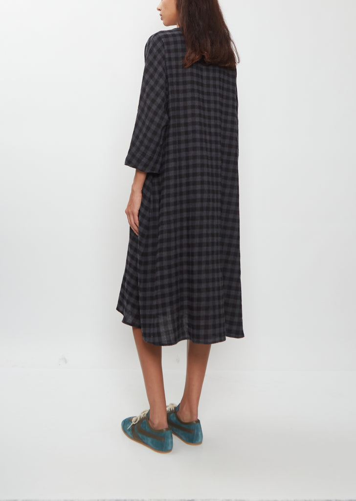 Vichy Wool Kimono Sleeve Dress