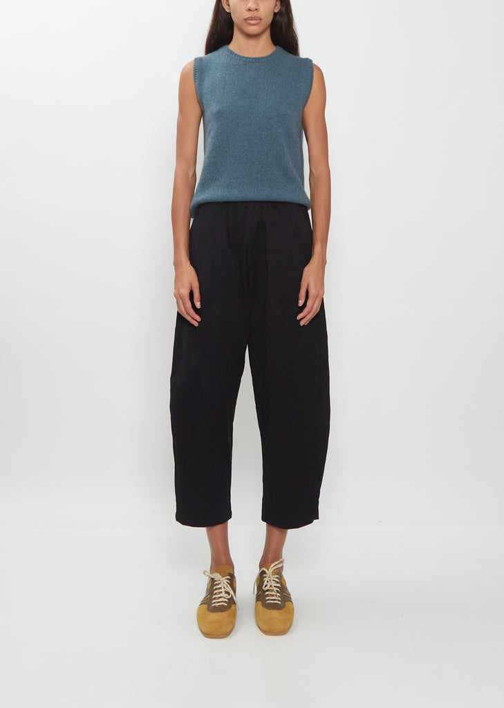 Crinkle Cotton Curved Cropped Pants