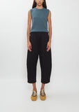 Crinkle Cotton Curved Cropped Pants