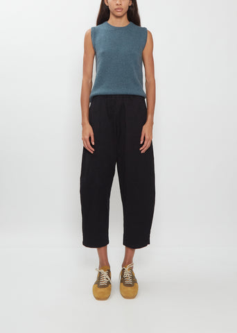 Crinkle Cotton Curved Cropped Pants