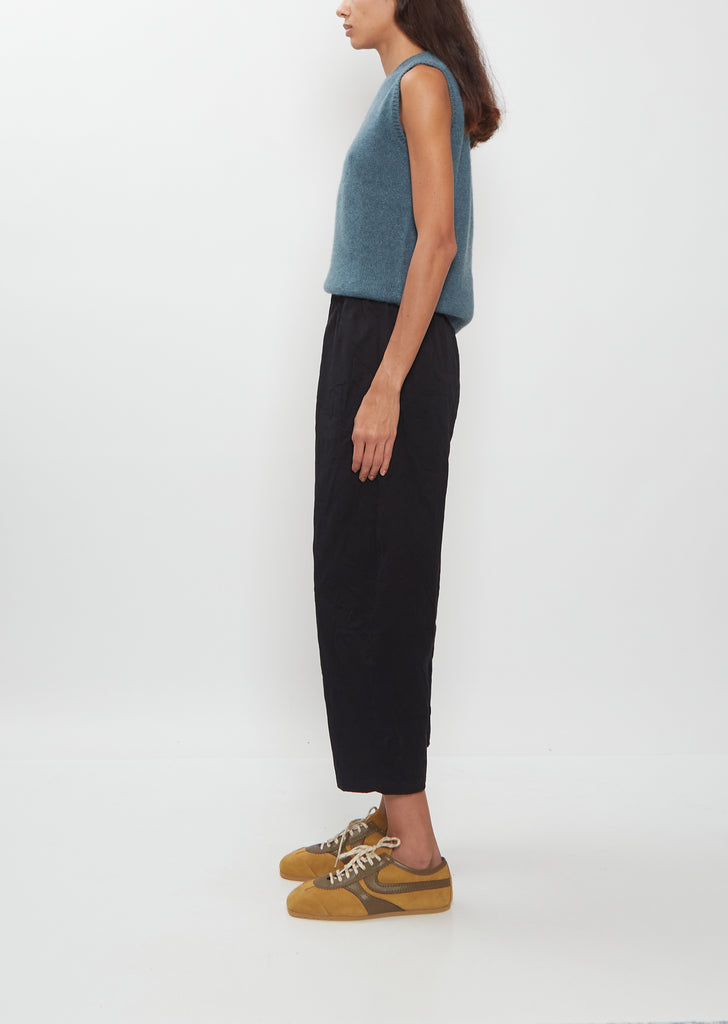 Crinkle Cotton Curved Cropped Pants