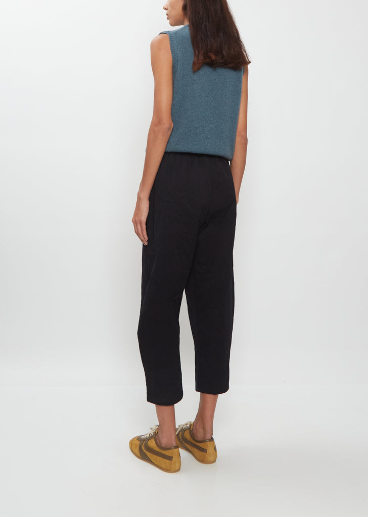 Crinkle Cotton Curved Cropped Pants