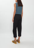 Crinkle Cotton Curved Cropped Pants