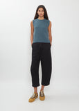 Crinkle Cotton Curved Cropped Pants
