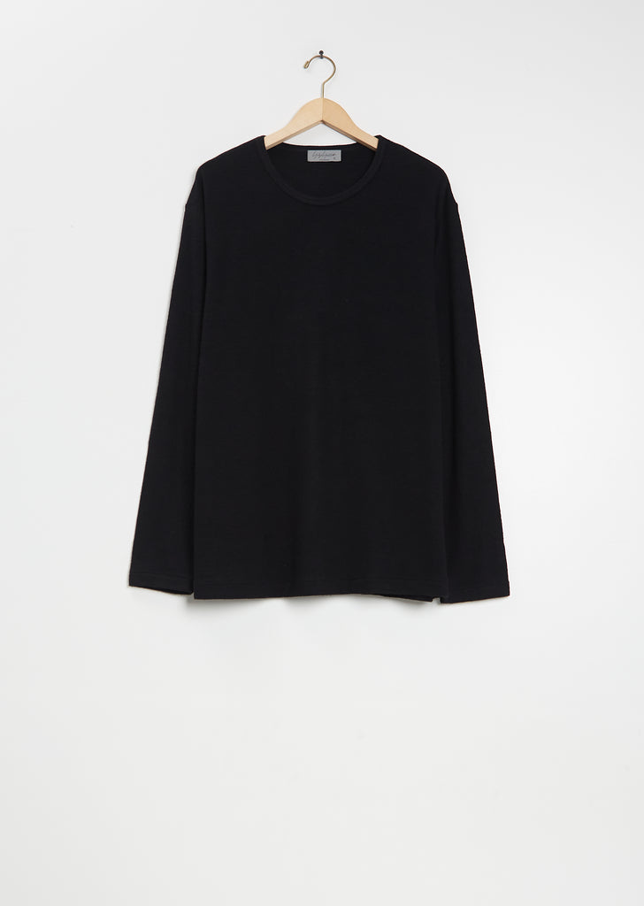 Long Sleeve Wool Tee — Black