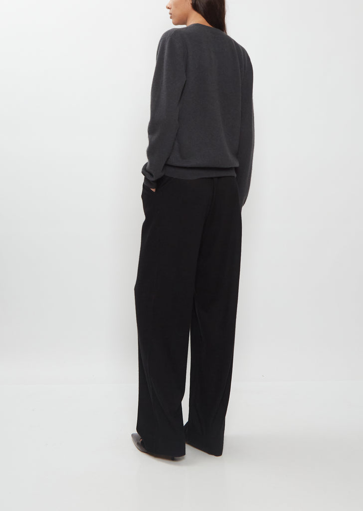 Mini V-Neck Cashmere Sweater — Charcoal