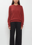 Mini R-Neck Cashmere Sweater — Burgundy