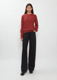 Mini R-Neck Cashmere Sweater — Burgundy