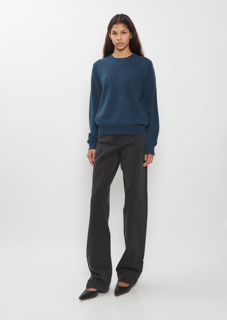 Mini R-Neck Cashmere Sweater — Encre