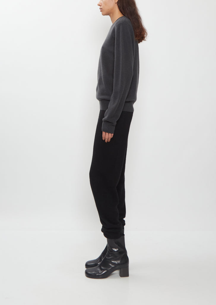 Mini R-Neck Cashmere Sweater — Charcoal