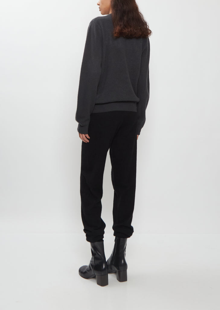 Mini R-Neck Cashmere Sweater — Charcoal