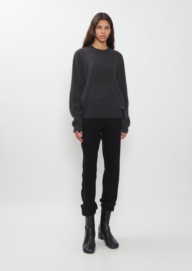 Mini R-Neck Cashmere Sweater — Charcoal