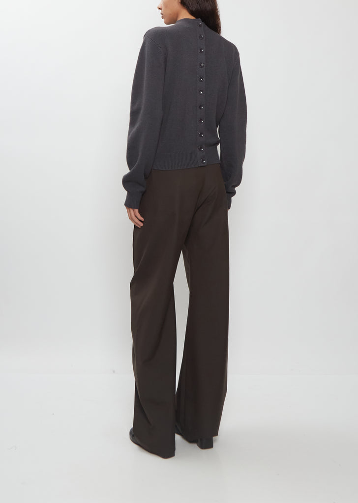 Reversible Buttoned Cashmere Sweater — Stone