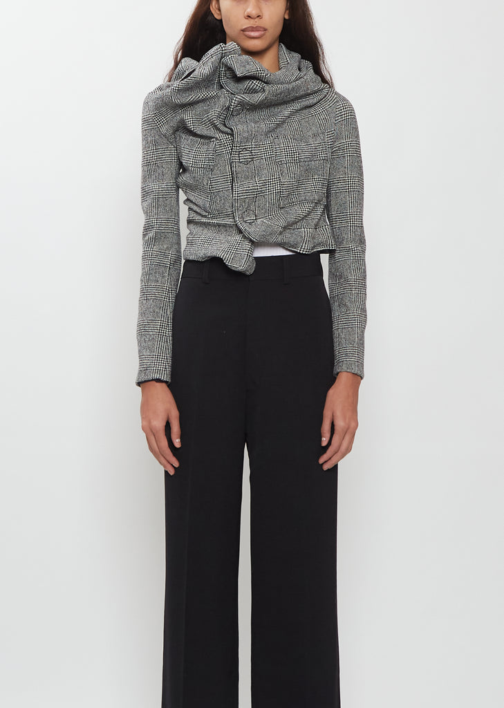 Wool Blend Glen Check Stretch Jacket