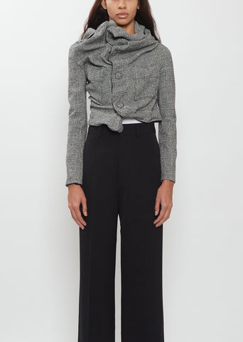 Wool Blend Glen Check Stretch Jacket