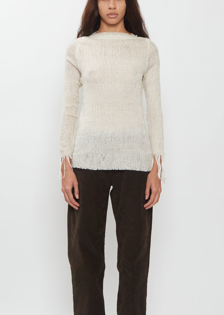 Fringed Feather Long Sleeve Top