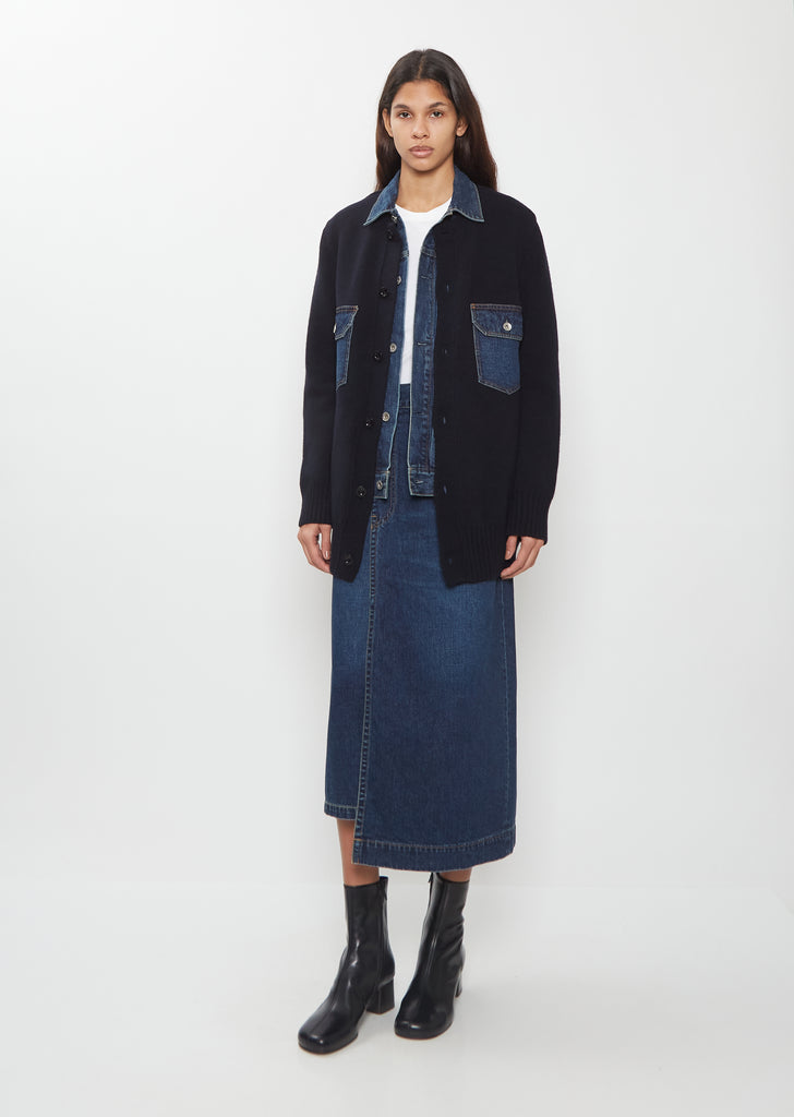 Denim x Wool Knit Cardigan