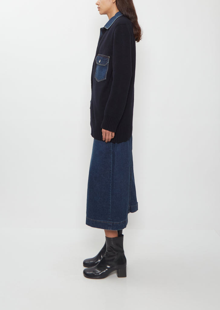 Denim x Wool Knit Cardigan