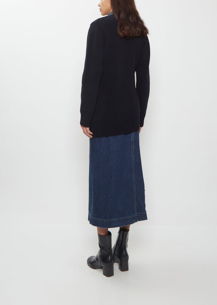 Denim x Wool Knit Cardigan