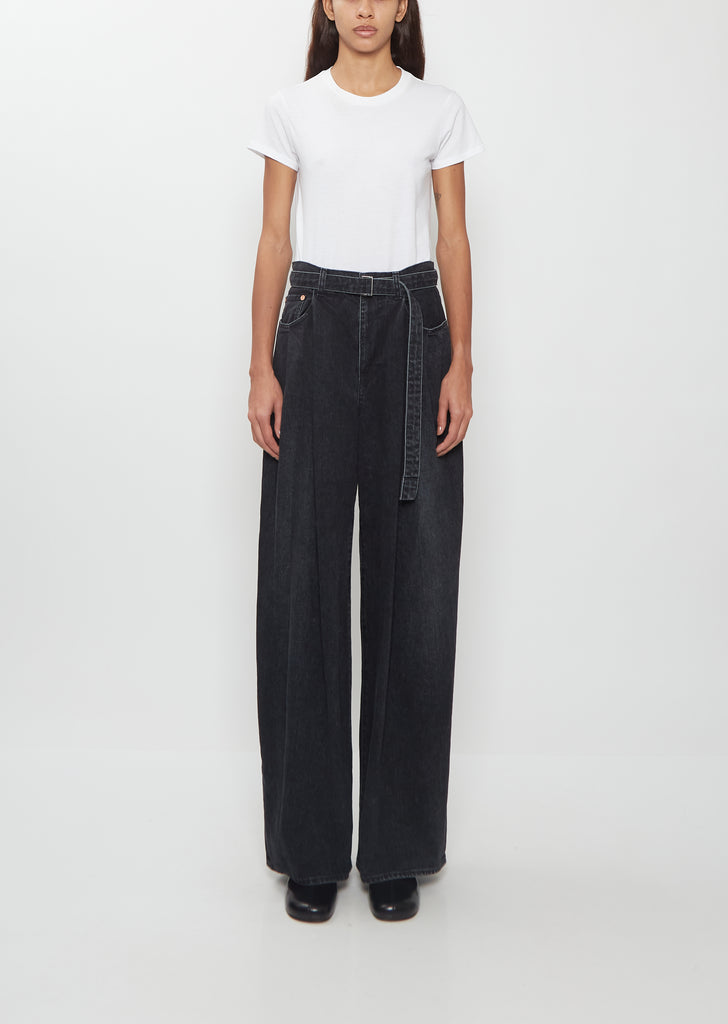 Self Belt Denim Pants