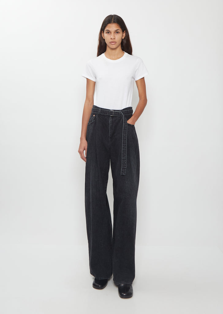 Self Belt Denim Pants