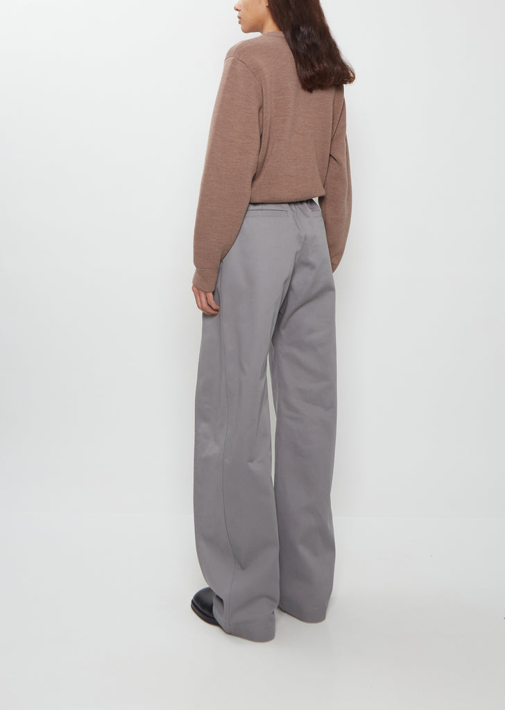 Curved Cotton Twill Pants